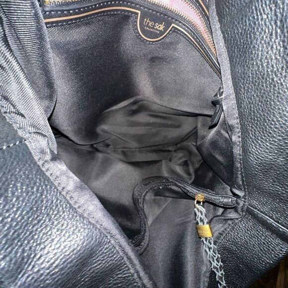 THE Sak Collective Sienna Leather Black Medium Shopper Satchel Bag EUC - Picture 5 of 7